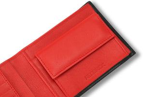Redbrick Italian Black & Red Bifold Leather Wallet