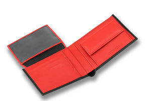Redbrick Italian Black & Red Bifold Leather Wallet