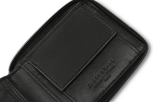Biggs & Bane Men's Bifold Black Zip Around Leather Wallet
