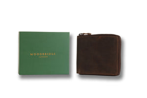 Woodbridge Men's Rustic Brown Zip Around Leather Wallet