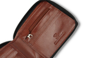 Biggs & Bane Men's Bifold Black & Brown Zip Around Leather Wallet
