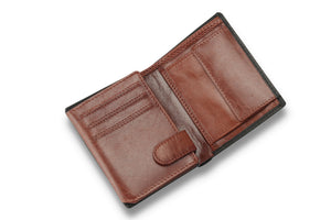Biggs & Bane Men's Trifold Black & Brown Leather Wallet